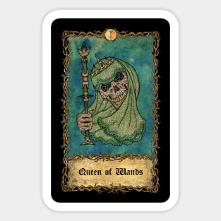 Queen Of Wands. Eternal Bones Tarot (Colorful) design. Sticker